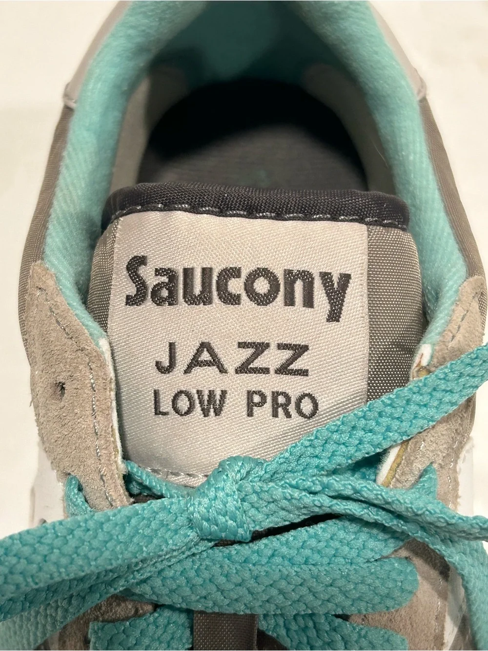 Saucony Jazz Low Pro Grey Teal Suede Nylon Sneakers Women's Size 7.5
